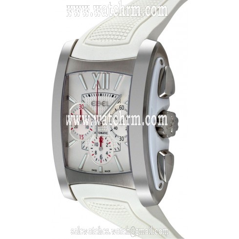 Ebel Brasilia Silver Chronograph Dial White Rubber Automatic Ladies Watch 9126M52-164WC35