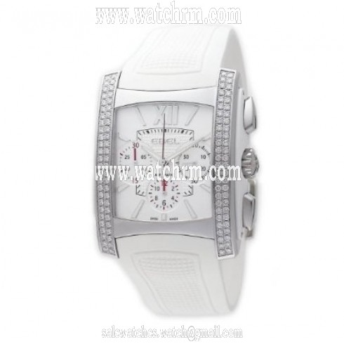 Ebel Brasilia White Dial Chronograph Rubber Strap Automatic Men's Watch 1215785