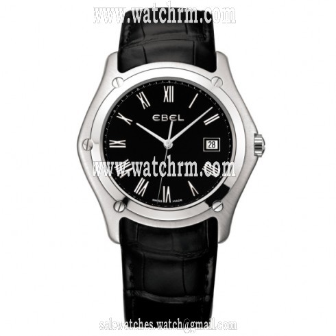 Ebel Classic Gents XL Black Dial Black Alligator Leather Men's Quartz Watch 1215800
