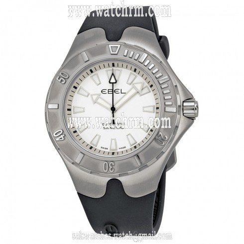Ebel Sportwave Aquatica Automatic White Dial Black Rubber Men's Watch 1215882