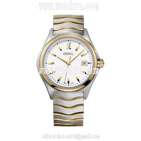 Ebel Wave White Dial Stainless Steel and 18K Yellow Gold Men's Watch 1216203