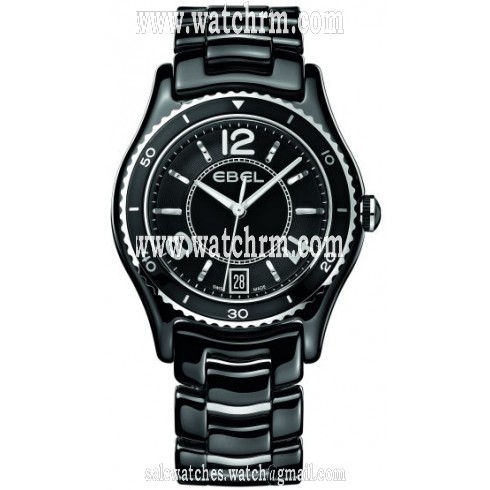 Ebel X-1 Black Dial Black Ceramic and Steel Ladies Watch 1216142