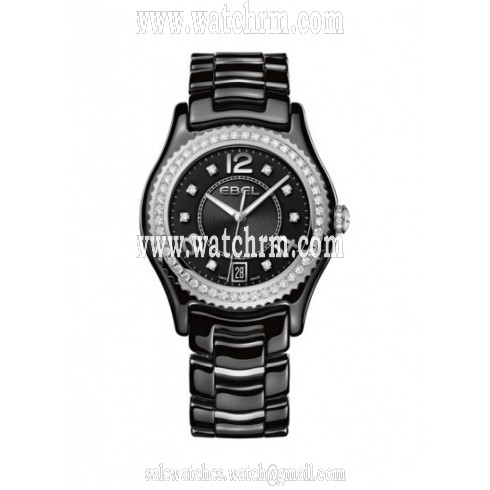 Ebel X-1 Black Dial Diamond Ceramic Ladies Watch 1216156