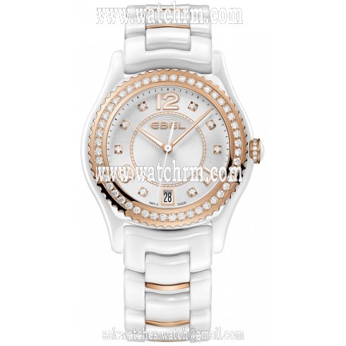 Ebel X-1 Silver Diamond Dial 18Kt Rose Gold and Steel Ladies Watch 1216116