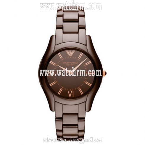 Emporio Armani Brown Dial Brown Ceramic Ladies Watch AR1445