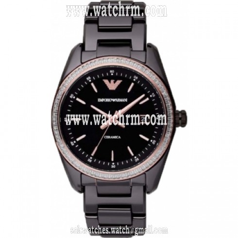 Emporio Armani Ceramica Black Dial Black Ceramic Quartz Watch AR1496
