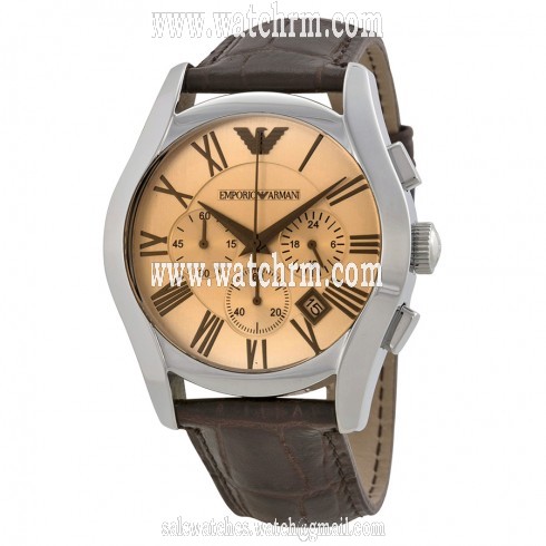 Emporio Armani Chronograph Amber Dial Brown Leather Men's Watch AR1634
