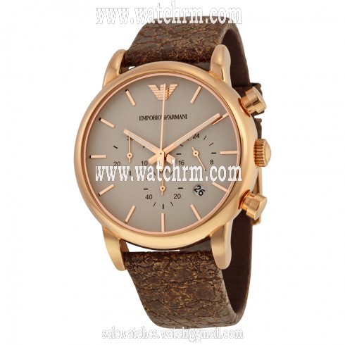 Emporio Armani Chronograph Brown Dial Brown Leather Men's Watch AR1809
