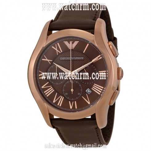 Emporio Armani Chronograph Brown Dial Brown Leather Strap Men's Watch AR1701