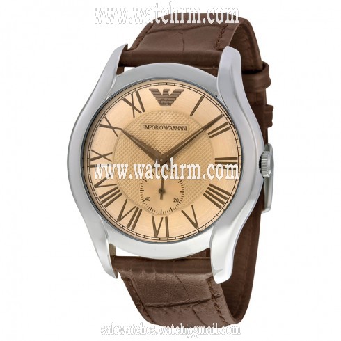 Emporio Armani Classic Amber Dial Bron Leather Men's Watch AR1704