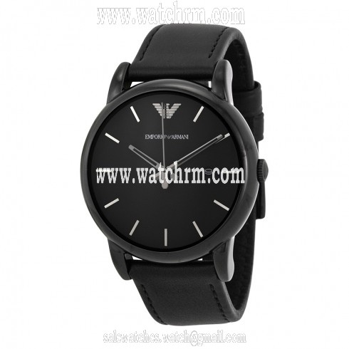 Emporio Armani Classic Black Dial Black Leather Strap Men's Watch AR1732