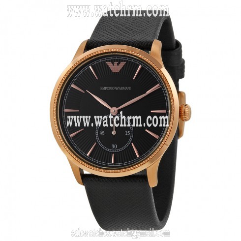 Emporio Armani Classic Black Dial Black Leather Strap Men's Watch AR1798