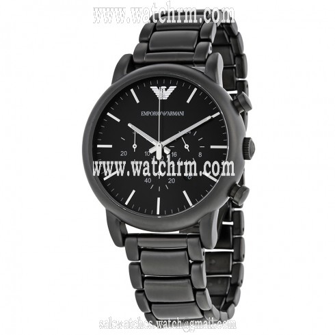 Emporio Armani Classic Black Dial Brushed Black Stainless Steel Men's Watch AR1895