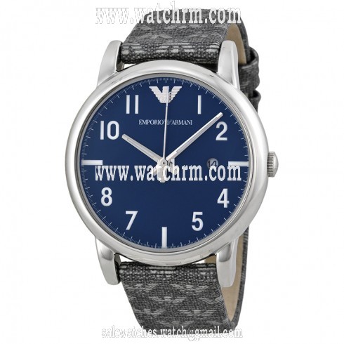 Emporio Armani Classic Blue Dial Grey Canvas Men's Watc AR1833