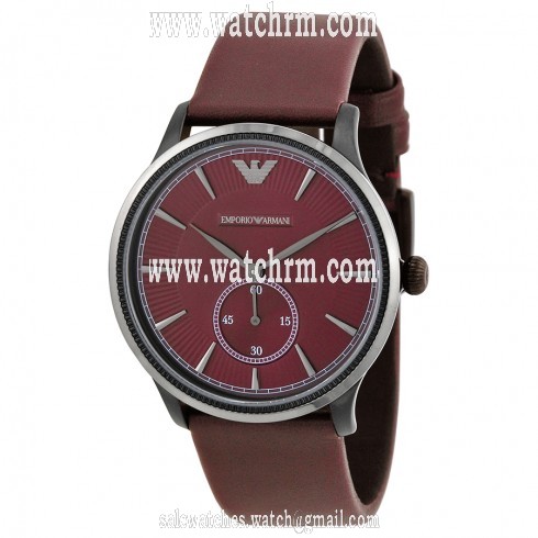 Emporio Armani Classic Burgundy Dial Leather Strap Unisex Watch AR1801