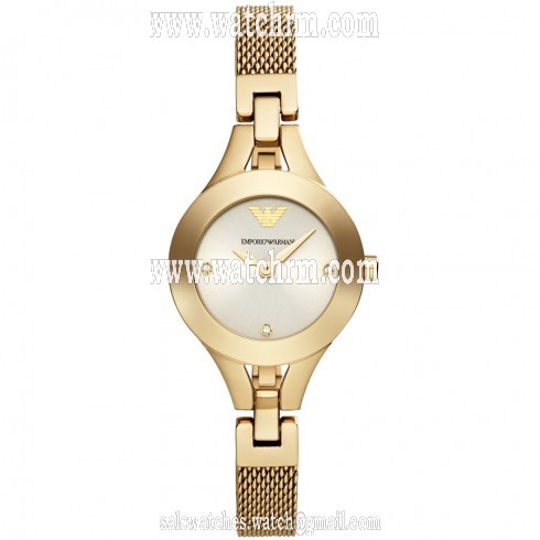 Emporio Armani Classic Champagne Dial Gold-tone Stainless Steel Ladies Watch AR7363
