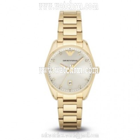 Emporio Armani Classic Champagne Sunray Dial Gold-tone Stainless Steel Ladies Watch AR6064