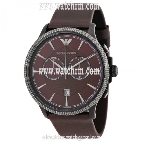 Emporio Armani Classic Chronograph Aubergine Dial Leather Men's Watch AR1795