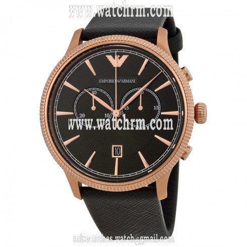 Emporio Armani Classic Chronograph Black Dial Black Leather Men's Watch AR1792