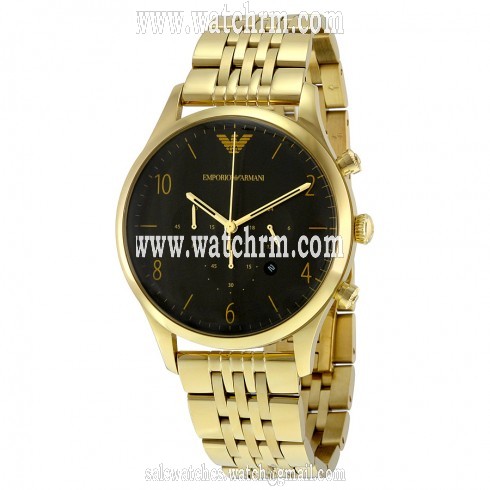 Emporio Armani Classic Black Dial Gold-tone Stainless Steel Men's Watch AR1893