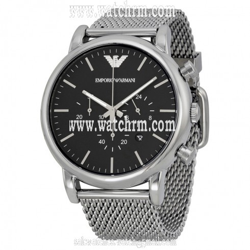 Emporio Armani Classic Chronograph Black Dial Stainless Steel Mesh Men's Watch AR1808
