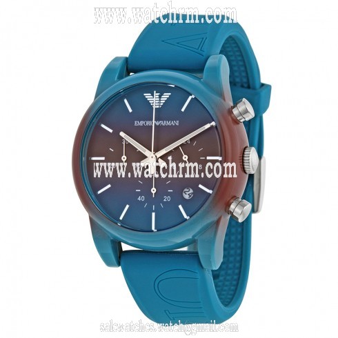 Emporio Armani Classic Chronograph Blue and Purple Degrade Dial Blue Silicone Men's Watch AR1062