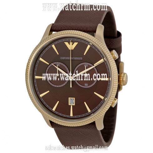 Emporio Armani Classic Chronograph Brown Dial Brown Leather Men's Watch AR1793