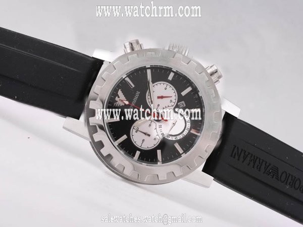 Emporio Armani Classic Mens AR0527 Black Cow Leather Strap 47mm Black Dial Watch