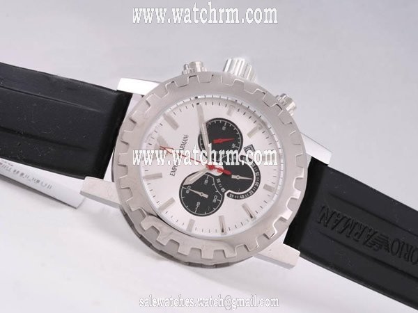 Emporio Armani Classic Mens AR0527 Quartz Chronograph Round White Dial Watch