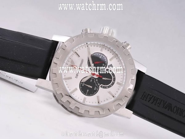 Emporio Armani Classic Mens AR0527 Quartz Chronograph Stainless Steel Bezel Watch