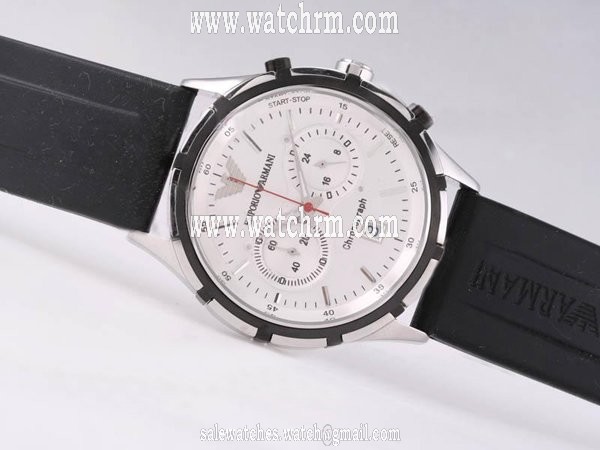 Emporio Armani Classic Mens AR0532 Quartz Chronograph White Dial Watch