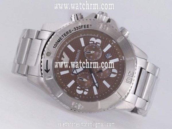 Emporio Armani Classic Mens AR1424 Stainless Steel Case 44mm Grey Dial Watch