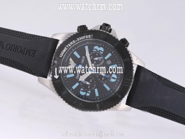Emporio Armani Classic Mens AR1434 Mens 44mm Black Rubber Strap Watch