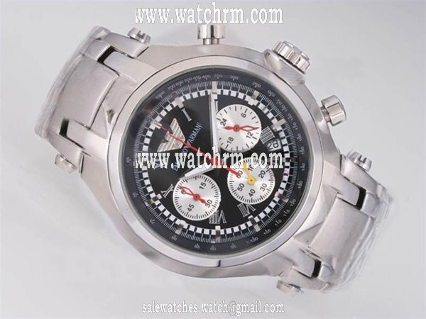 Emporio Armani Classic Mens AR1447 Black Dial Quartz Chronograph Round Watch