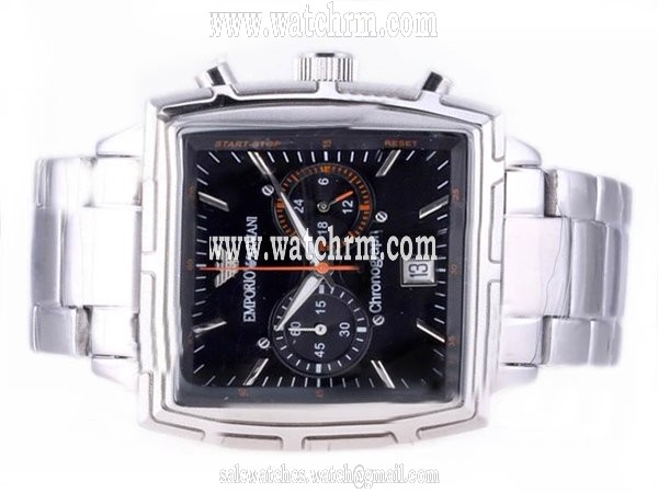 Emporio Armani Classic Mens AR2014 Black Dial Square Manual Winding Watch