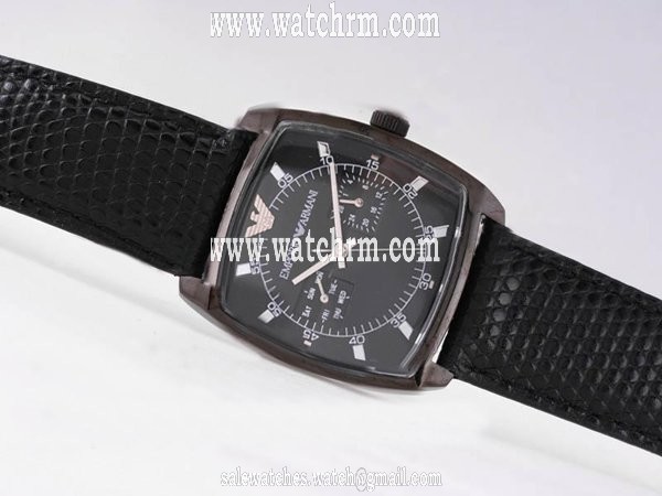 Emporio Armani Classic Mens AR2411 Black Ostrich Leather Strap 35x47mm Mens Watch