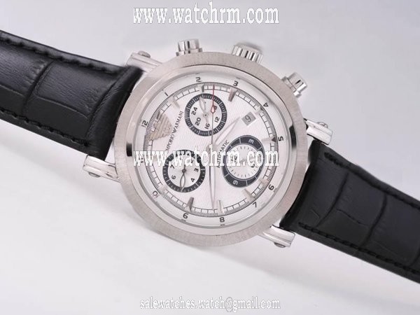 Emporio Armani Classic Mens AR2432 Black Cow Leather Strap 40mm Watch