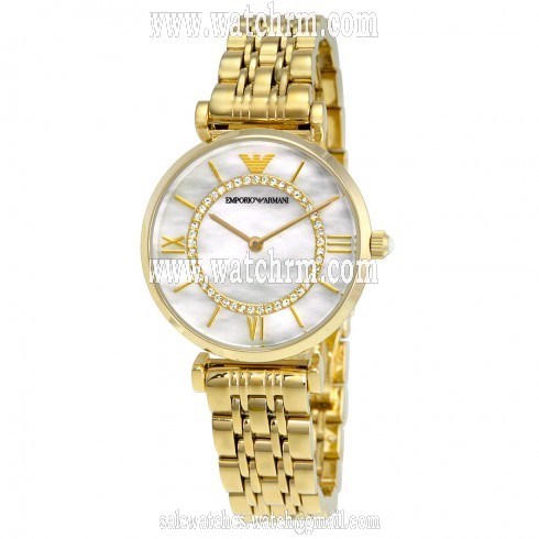 Emporio Armani Classic Mother Of Pearl Dial Gold-tone Stainless Steel Ladies Watch AR1907