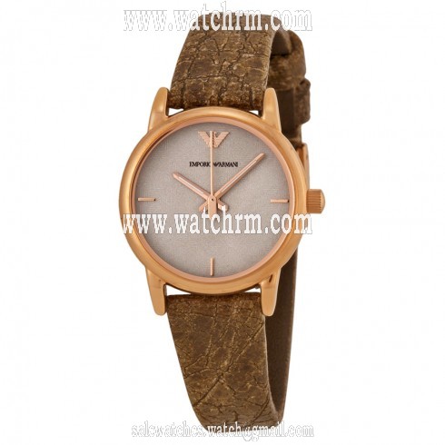 Emporio Armani Classic Off White Dial Brown Leather Ladies Watch AR1813