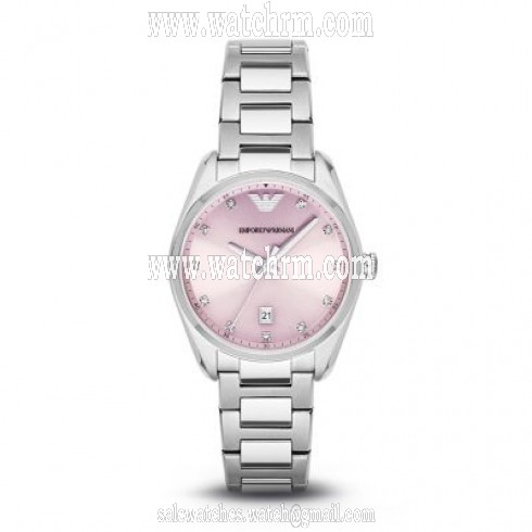 Emporio Armani Classic Pink Sunray Dial Stainless Steel Ladies Watch AR6063