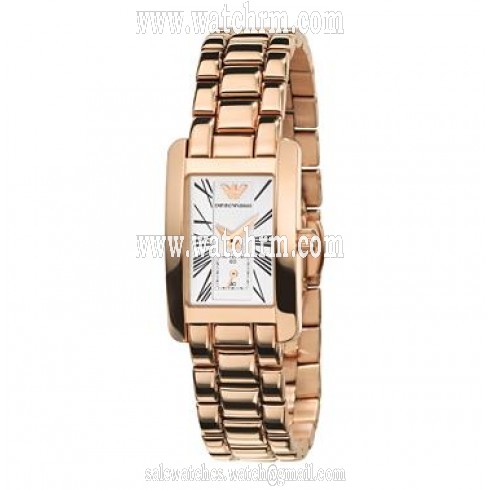 Emporio Armani Classic White Dial Rose Gold-tone Ladies Watch AR0174