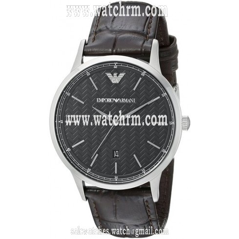 Emporio Armani Dress Black Dial Leather Men's Dress Watch AR2480