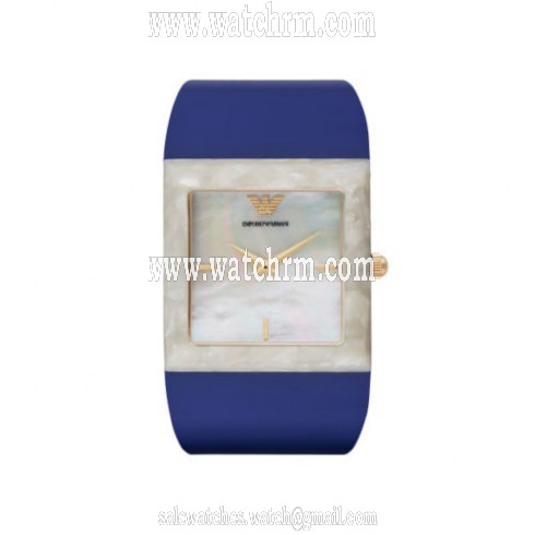 Emporio Armani Fashion Mother Of Pearl Dial Blue Plastic Cuff Ladies Watch AR7396