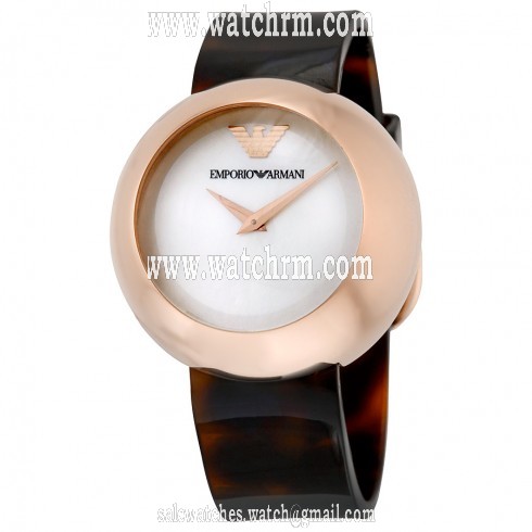 Emporio Armani Fashion Mother of Pearl Dial Brown Tortoise Plastic Quartz Ladies Watch AR7385