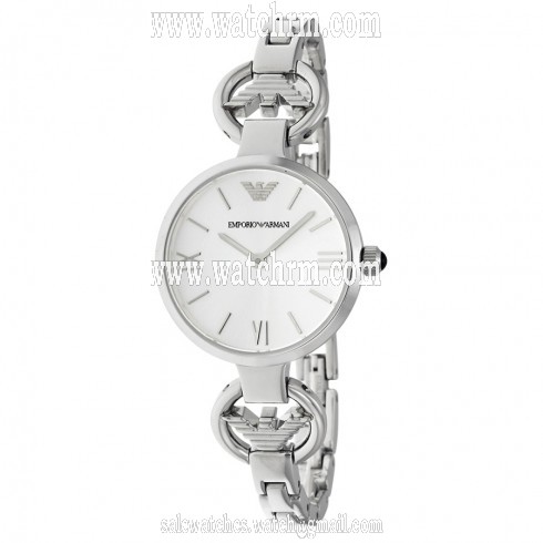 Emporio Armani Gianni T-Bar Silver Dial Stainless Steel Ladies Watch AR1772