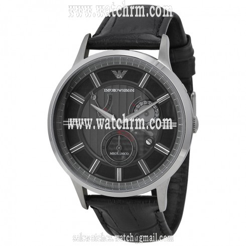 Emporio Armani Meccanico Automatic Black Skeletal Dial Leather Men's Watch AR4659