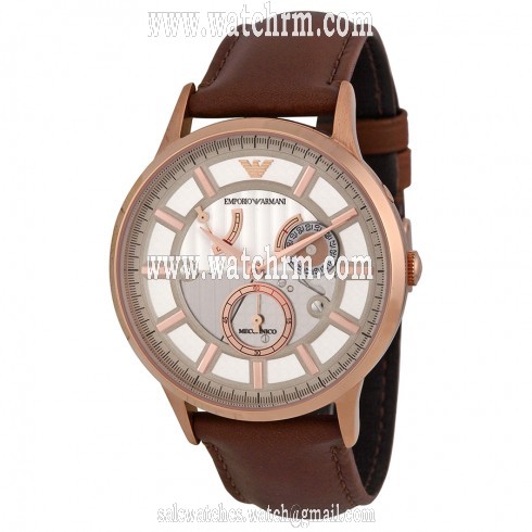 Emporio Armani Meccanico Automatic Silver Dial Brown Leather Men's Watch AR4662