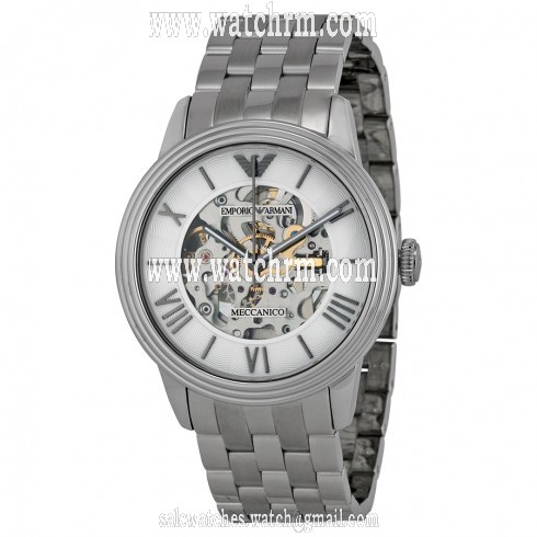 Emporio Armani Meccanico Automatic Skeletal Dial Steel Unisex Watch AR4672