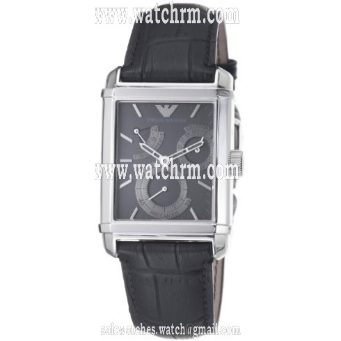 Emporio Armani Meccanico Black Dial Black Leather Men's Watch AR4235