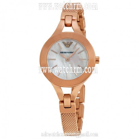 Emporio Armani Mother of Pearl Dial Rose Gold-tone Mesh Ladies Watch AR7329